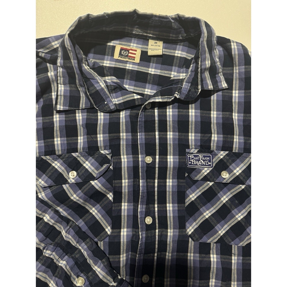 Vintage Phat Farm Button Shirt‎ Plaid Streetwear Hip Hop Y2K Mens XXXL